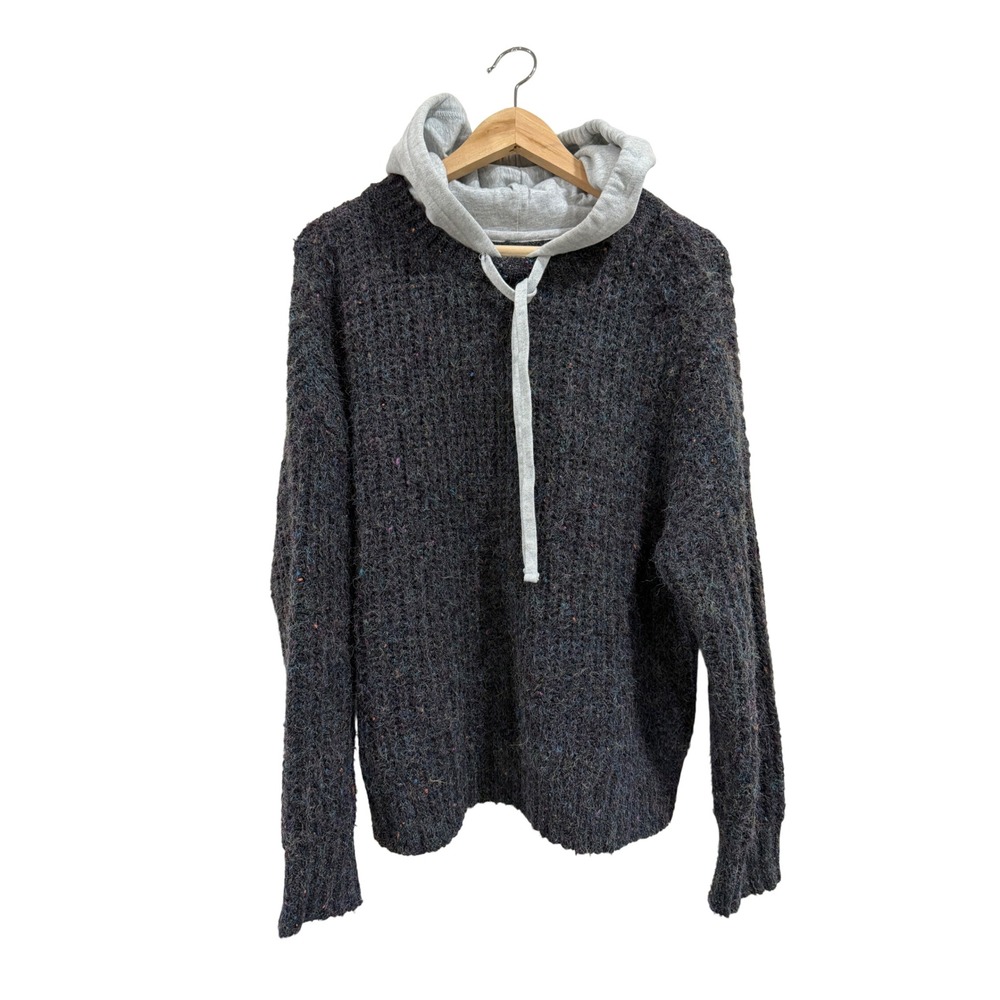 OFFLINE by Aerie Womens Confetti Knit Hoodie Sweater Gray Multi Color Medium